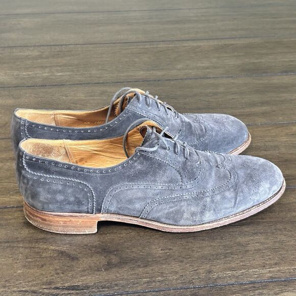 Vintage Winstanley Suede Lloyd Brogue Oxford Wingtip Mens 10.5 Gray Ireland main image 2